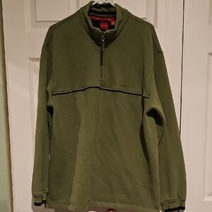 Arrow Men’s Olive Green Quarter-Zip Fleece Pullover | Size XL